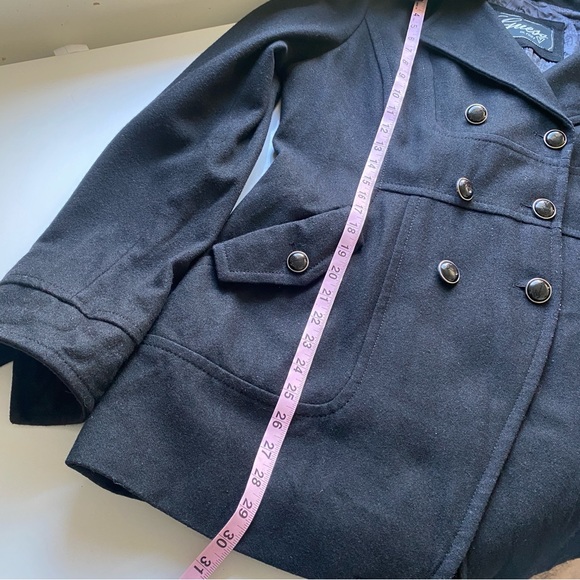 GUESS Women's Black Wool Brend Tailored Pea Coat Dark Academia Size XL - Picture 10 of 11